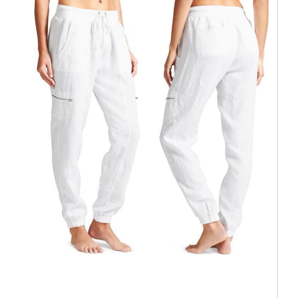 NWT Women’s Athleta White Linen Jogger lightweight washable size 2